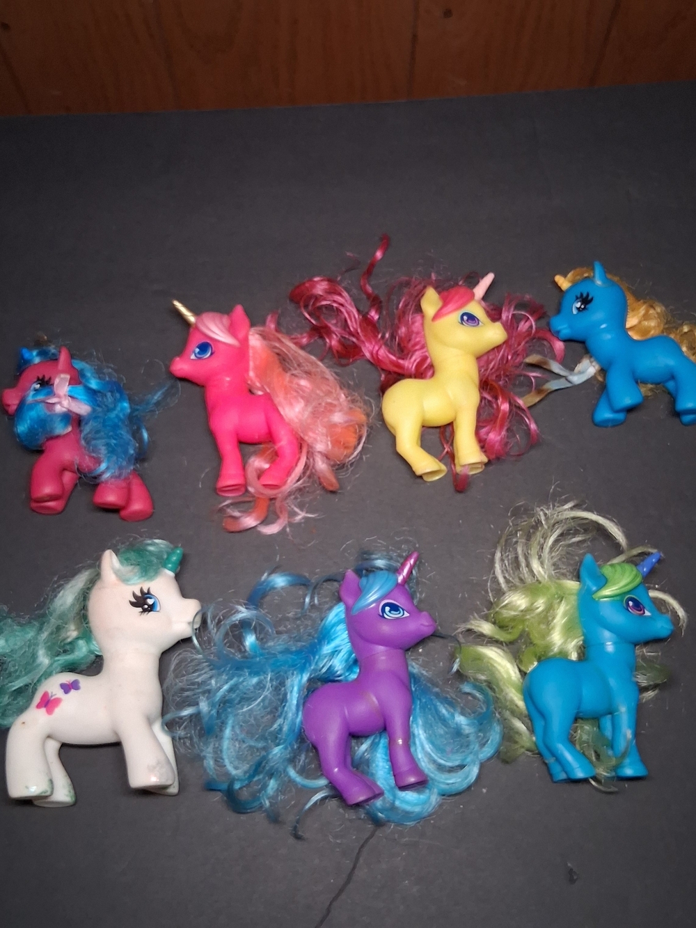 Mixed Lot of 7 plastic My Little Pony Dolls Toys with faux hair Cake Topper